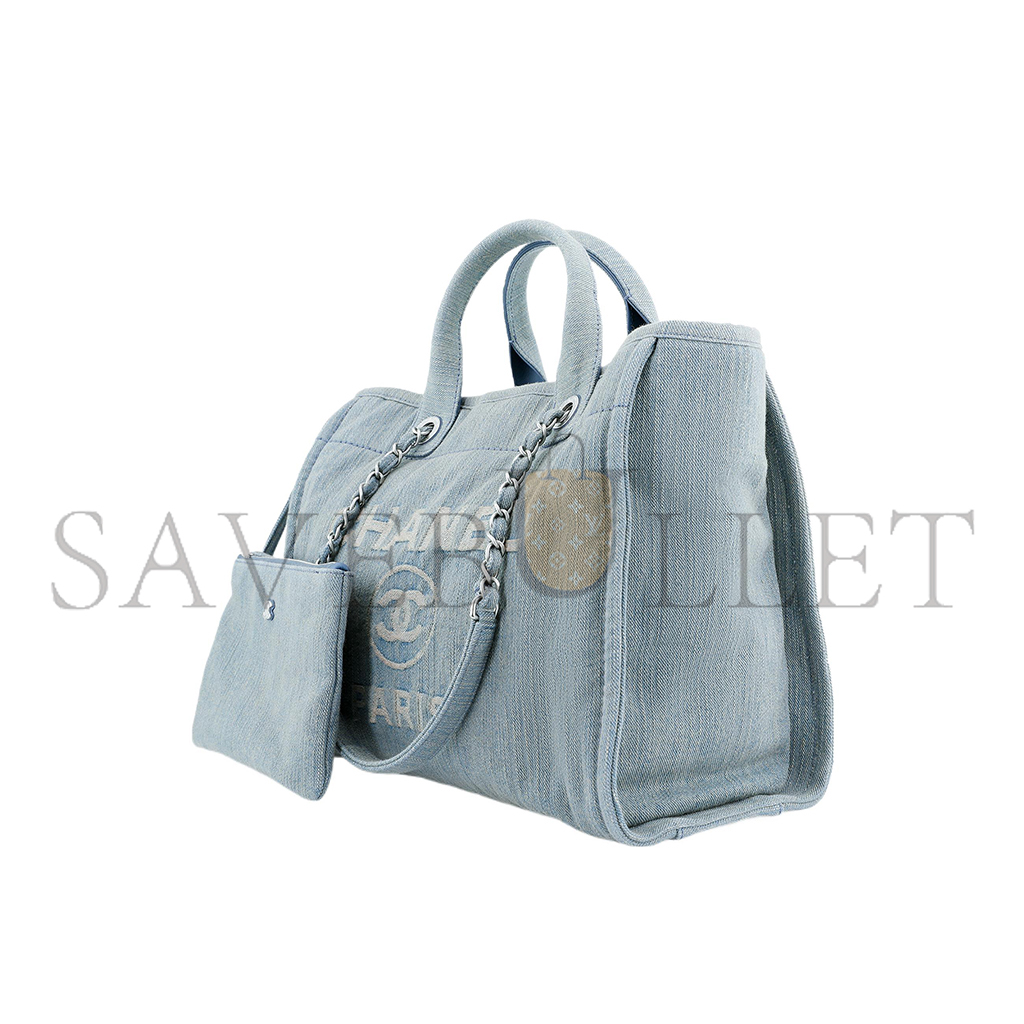 ch*el master medium De*1m 23s shopping bag light blue as3351 (33*27*15cm)